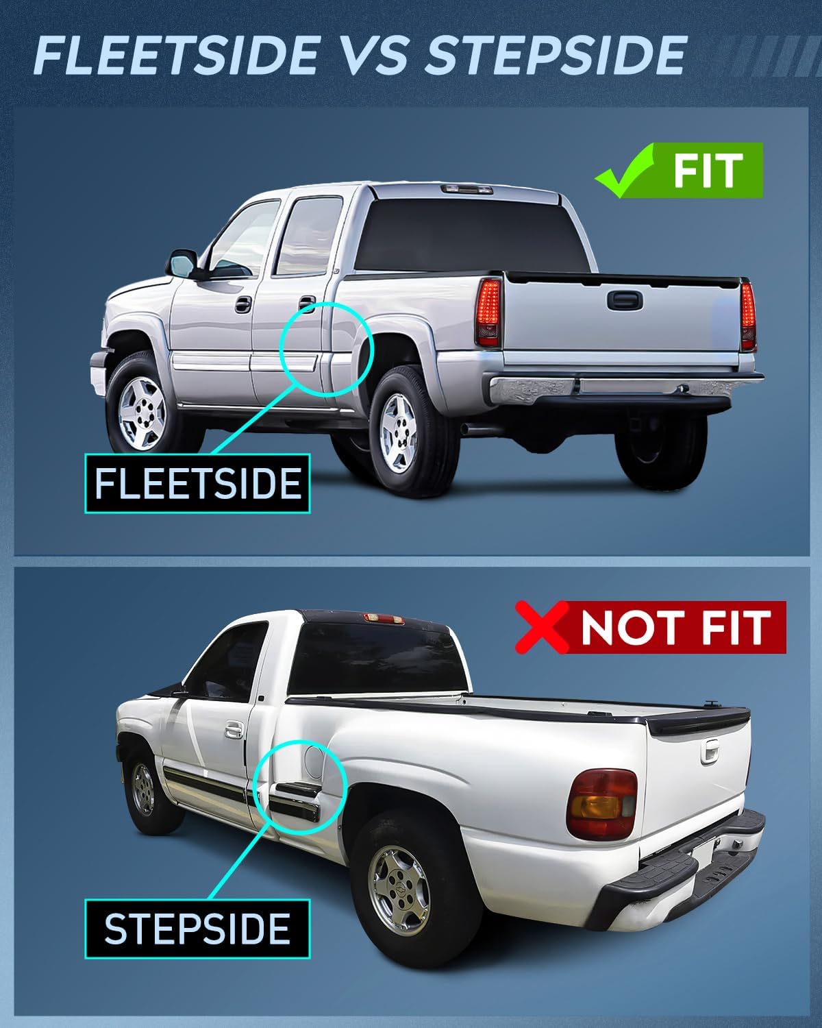 Taillight Assembly Compatible with 2003 2004 2005 2006 Chevy Silverado 1500 1500HD 2500 2500HD 3500 2007 Chevrolet Classic Incandescent Type Upgrade LED Tail Lights Rear Brake Lamps