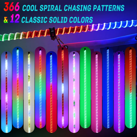 LED Whip Light 2 PCS 4FT COB RGB Lighted Antenna Whips with Spring Base Remote & App Control DIY Patterns Turn Brake Reverse Lights for Can-am Offroad ATV UTV RZR Polaris Dune Buggy Truck