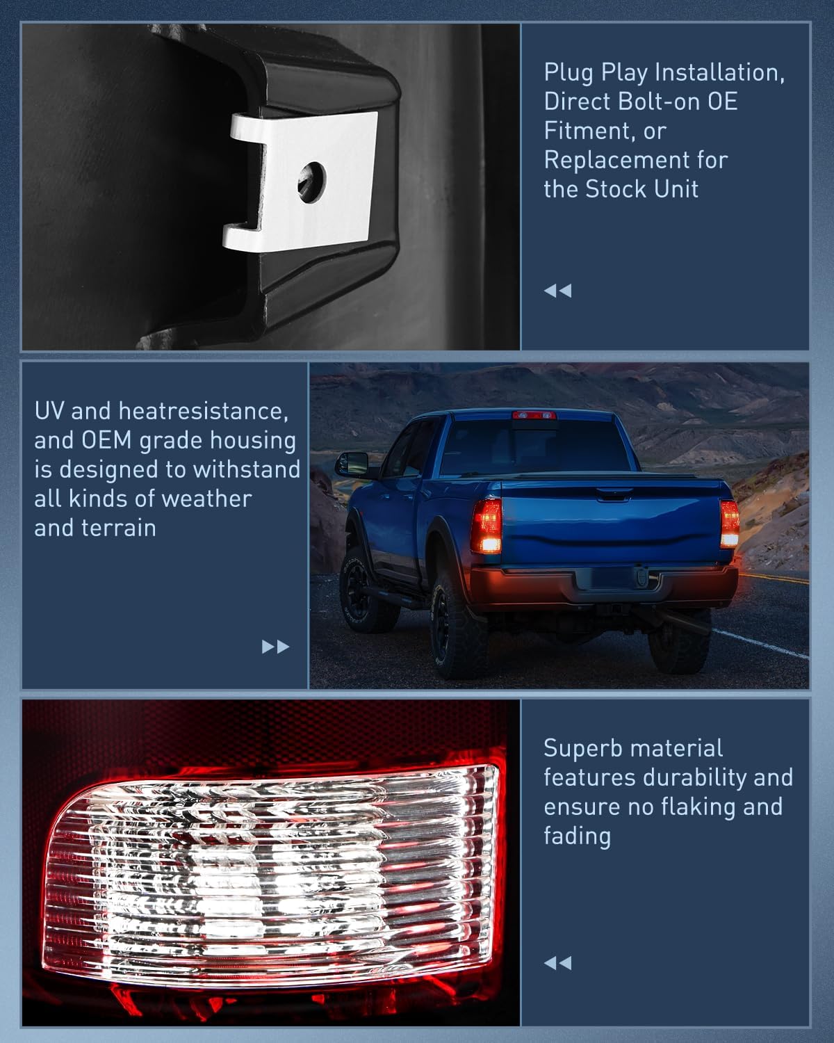 Taillight Assembly Compatible with 2009 2010 2011 2012 2013 2014 2015 2016 2017 2018 Dodge Ram 1500 2500 3500 2019 2020 2021 Classic Rear Lamp OE Style Driver Side Dark Red