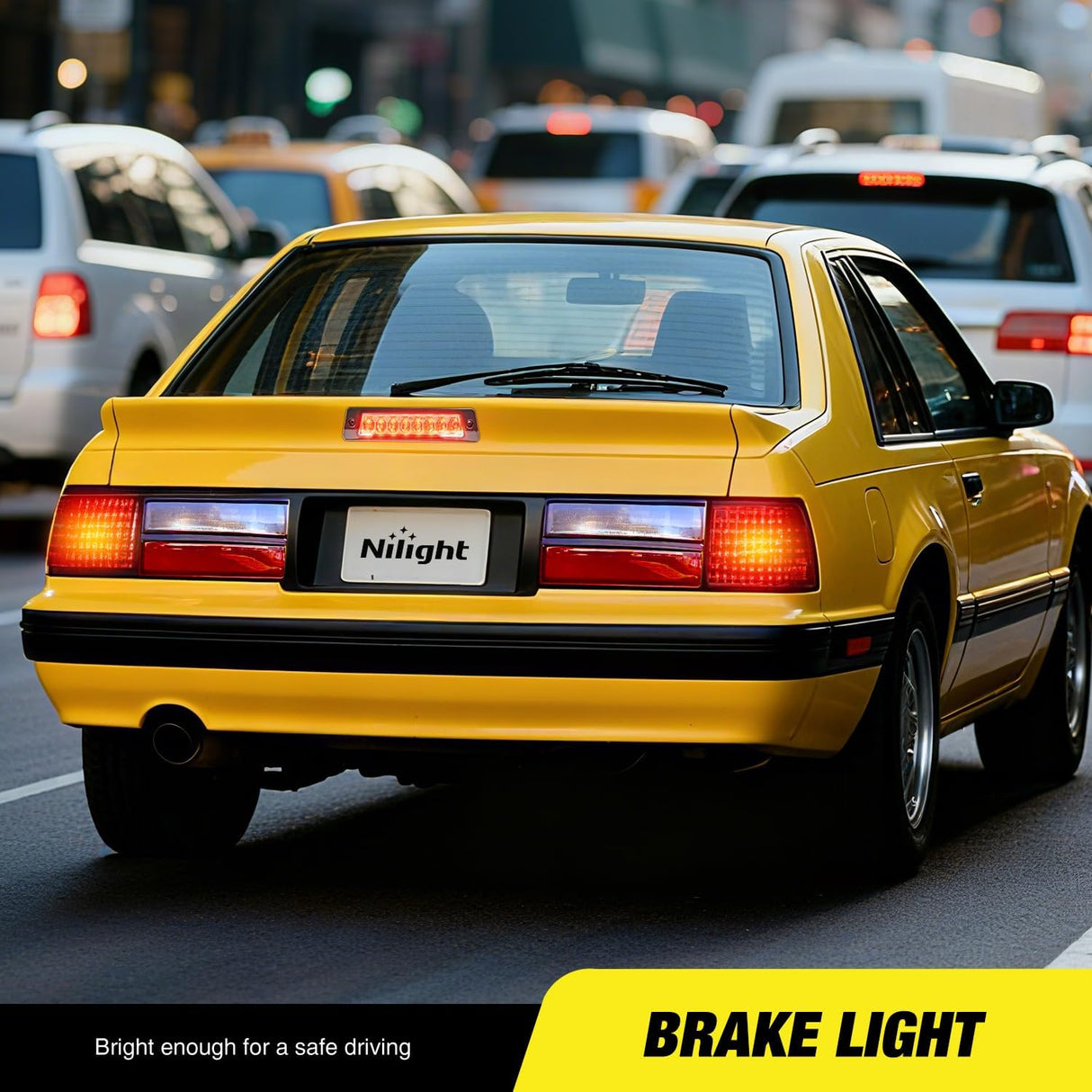 Third Brake Light for Ford Mustang Hatchback 1987-1993 with Spoiler | for Ford Mustang LX Hatchback 1987 1988 1989 1990 1991 1992 1993 with Spoiler Version, High Mount 3rd Stop LED Lamp, Smoked