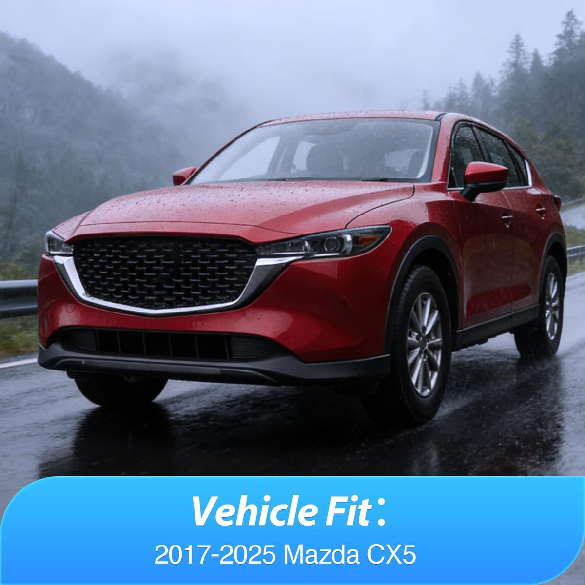 Rain Guards for Mazda CX5 2017-2019 2020 2021 2022 2023 2024 2025 | Tape-On Window Visors Outside Mount Vent Visors Window Deflectors Fresh Air Ventilation Smoke Tint, 4PCS