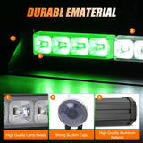 8LED Green White Traffic Advisor Strobe Light Bar Hazard Safety | with Vacuum Suction Emergency Dash Warning Flashing Lights Front/Rear Windshield Visor for Truck Police Construction Vehicles
