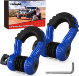3/4 Inch D Ring Anti-Theft Shackle Tow Hook Jeep Truck SUV ATV UTV | Off Road Recovery Gear 19T 41,887 lbs Break Strength 4.75T WLL Rust-Resistant Anti-Rattle Isolators Heavy Duty Blue 2pack