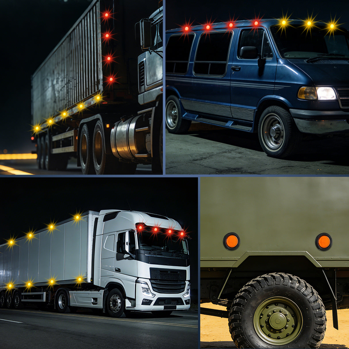 2.5 Inch Amber Red 13 Leds Round Marker Clearance Light (8 Pcs)