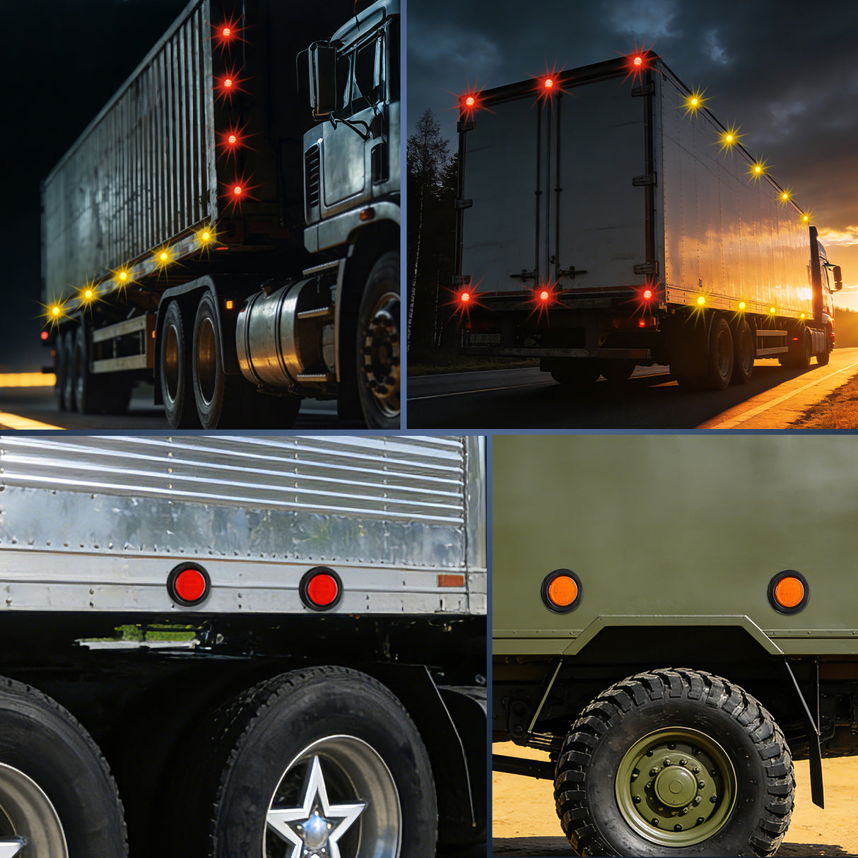 2.5 Inch Amber Red 13 Leds Round Marker Clearance Light (4 Pcs)