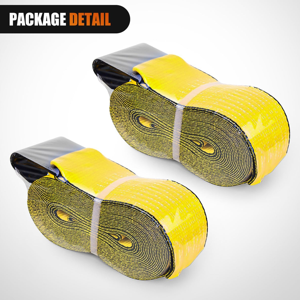 Truck Straps 4 Inch x 30' Heavy Duty Tie Down with Flat Hooks | 16800LBS Break Strength & 5400LBS WLL for Flatbed Trailer Cargo Control Recovery Tree Saver 2 Pack Yellow