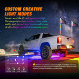 RGB LED Whip Light 2PCS 4FT with 6 Rock Lights Combo | APP and Remote Control with DIY Chasing Patterns Stop Turn Reverse Modes and Spring Base for ATV UTV RZR and Jeep