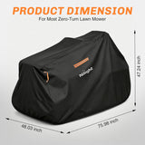 Riding Lawn Mower Cover 76 Inch, Waterproof Lawn Mower Cover | Fits Mowers up to 76 InchL x 48 InchW x 47 InchH, 420D Heavy Duty Fabric, All-weather & UV Protection