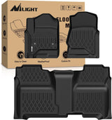 Floor Mats for Chevy Silverado GMC Sierra 1500 Crew Cab 2014-2018, Chevrolet Silverado Sierra 2500HD 3500HD 2015 2016 2017 2018 2019 All Weather Custom Fit Heavy Duty Floor Liners