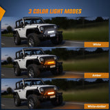 12Inch Off-Road LED Light Bar, 300W 3 Lighting Modes (White/Amber/White&Amber) Driving Fog Light Spot Flood Lights with 16AWG Wiring Harness for Truck Car ATV SUV Jeep Boat