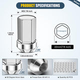 32PCS M14x1.5 Lug Nuts Compatible with 2012+ RAM 2500 3500 | for 2008+ Chevy Silverado/GMC Sierra 2500 3500 One-Piece Solid Chrome Steel Aftermarket Wheel Nuts Replace