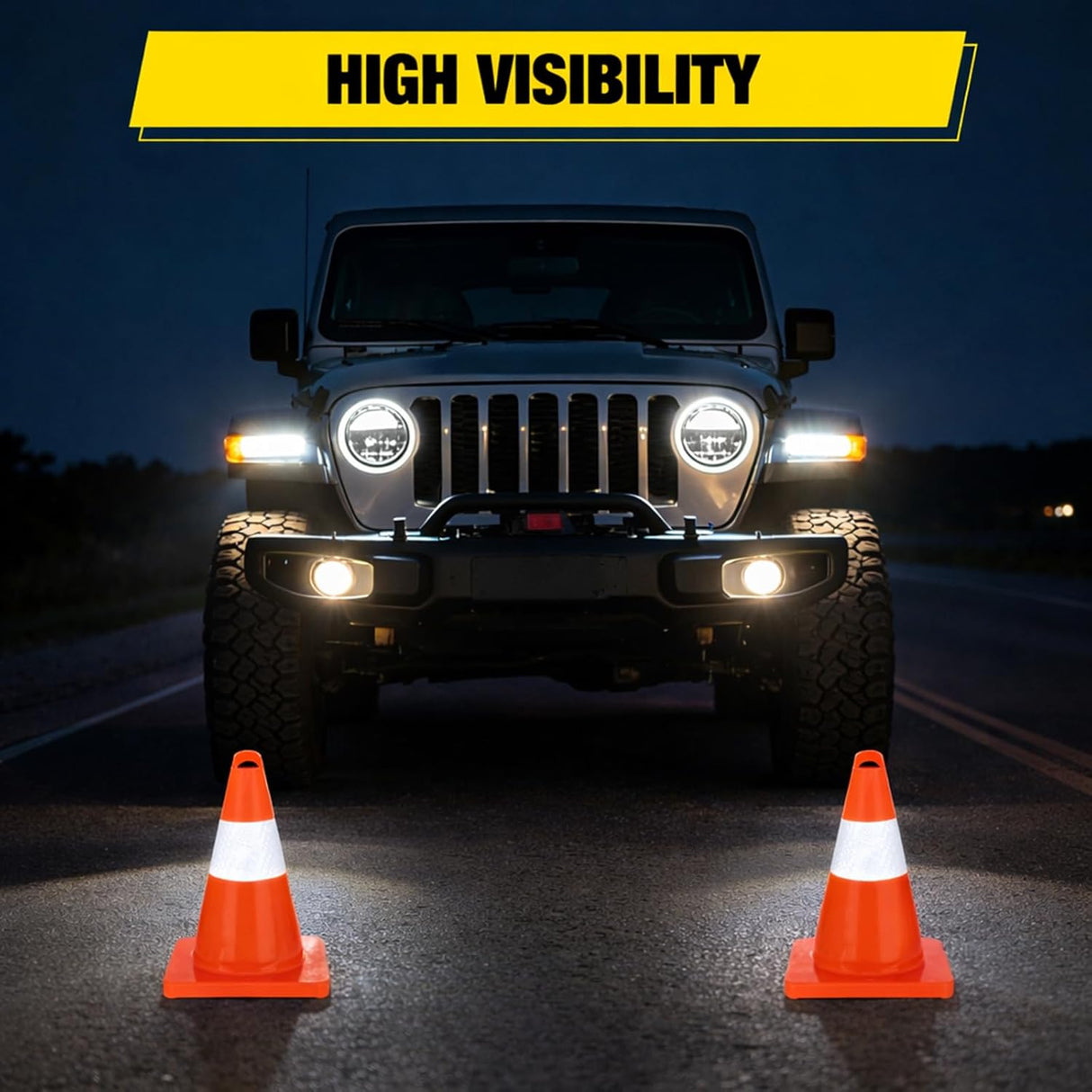 18 inch Traffic Safety Cones, 4  Pack Durable PVC Orange Cones with Reflective Collars for Road Safety, Parking, Construction Work, Sports Training