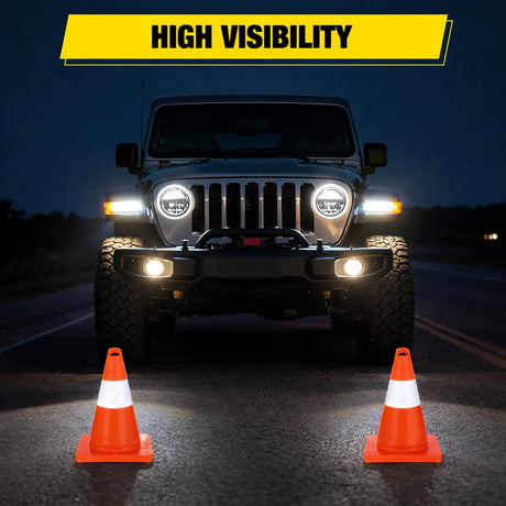 18 inch Traffic Safety Cones, 4  Pack Durable PVC Orange Cones with Reflective Collars for Road Safety, Parking, Construction Work, Sports Training