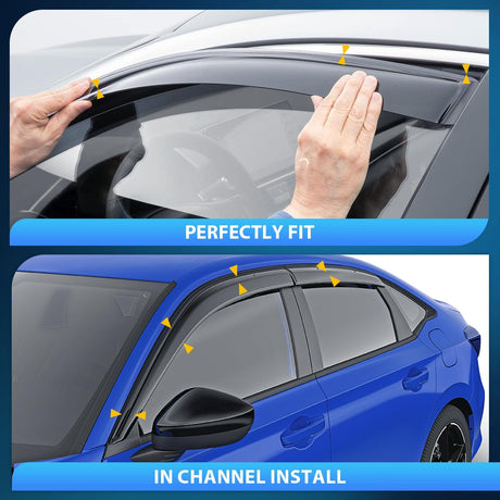 in Channel Rain Guards for Honda Ridgeline 2017 2018 2019 2020 2021 2022 2023 2024 2025 Original Window Deflectors, Vent Window Visors-4PCS