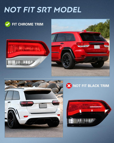 Taillight Assembly Compatible with 2014 2015 2016 2017 2018 2019 2020 Jeep Grand Cherokee Laredo/Limited/Overland/Summit Tail Lights Inner Driver Side w/Bulbs