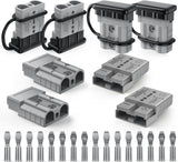Anderson Connector 50AMP 10AWG Anderson Plug 12V-36V Battery Quick Connect/Disconnect Wire Harness Plugs Connectors Kit for 10 Gauge Cables Car Marine Trailer Towing Winch Motor, 8 Pack Grey