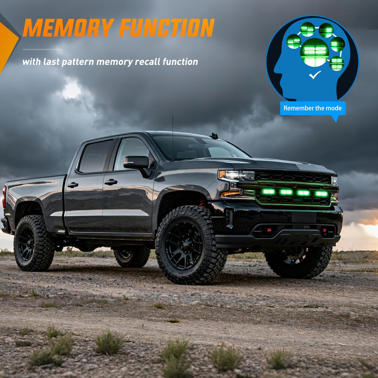 4PCS 24LED Emergency Strobe lights 12V 24V Green Surface Mount Grille Hazard Safety Warning Light Sync Feature Side Flashing Marker Flash for Car Truck Campers