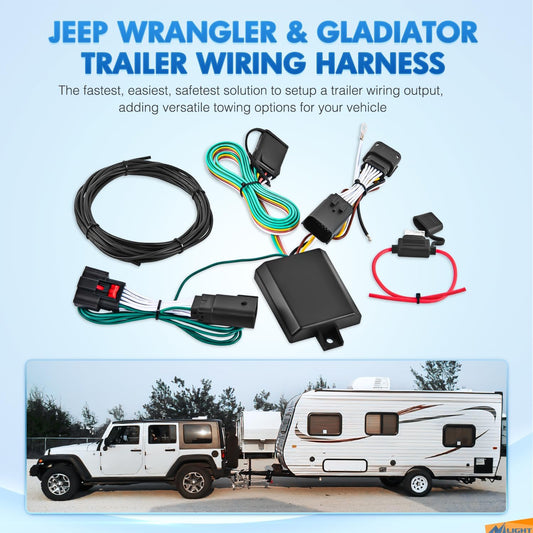 4 Way Trailer Wiring Harness Kit 56407 Fit W/ Wrangler JL 2018-2023 & Gladiator 2020-2023 Nilight