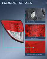 Taillight Assembly Compatible with 2019 2020 2021 2022 Honda HRV Red Clear Tail Light OE Style Rear Outer Lamp Replacement Driver Side
