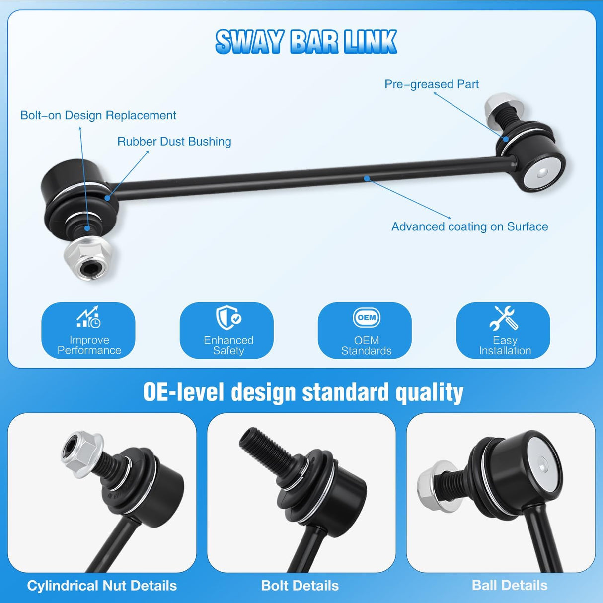 K750094 K750095 Front Sway Bar Links for Nissan Altima 2007-2021 | for 2007 2008 2009 2010 2011 2012 2013 2014 2015 2016 2017 2018 2019 2020 2021 Altima Driver and Passenger Side Link Kit