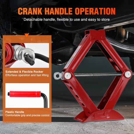 Scissor Jack for Car 1.5 Ton (3307 lbs), Heavy Duty Steel Scissor Lift Jack Car Kit with Crank Handle for Sedan SUV MPV Tire Changing, 3.18 Inch-13.6 Inch Lifting Range Portable Small Jack, Red