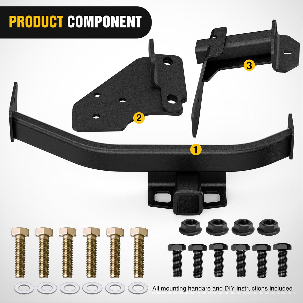 Tow Hitch for 2021-2025 Hyundai Santa Fe 2021-2025 Kia Sorento | 2 Inch Receiver Class 3 Trailer Hitch for 2021 2022 2023 2024 2025 Hyundai Santa Fe 2021-2025 Kia Sorento Black Powder Coated