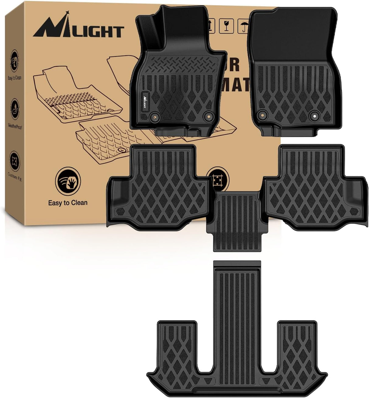 TPE Floor Mats for Mazda CX-90 & CX90 PHEV 7 Seats 2024 2025 2026 All Weather Custom Fit Heavy Duty Floor Liners