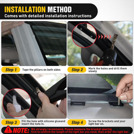 52 inch Curved LED Light Bar Bracket Mounting Upper Windshield Roof Cab Brackets for Dodge RAM 1500 4th Gen 2009-2018, 1500 Classic 2019-2024 and RAM 2500 3500 2010-2018