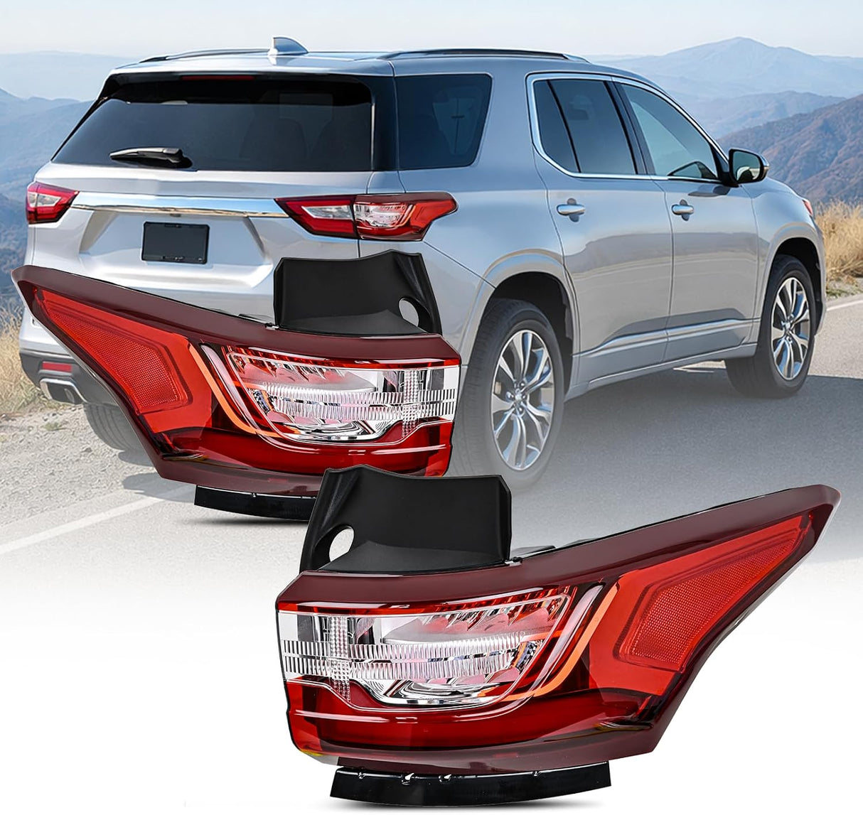 Taillight Assembly for 2018 2019 2020 2021 Chevy Traverse | LED Outer Tail Light OE Style Rear Lamp Replacement Driver and Passenger Side