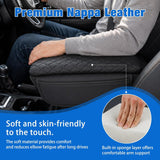 Center Console Cover for Jeep Wrangler JL Gladiator JT 2018-2026 | Nappa Leather Armrest Cover for Car with Storage Pocket Waterproof Center Console Pad Anti-Scratch Arm Rest Box Cover, Black