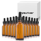 Amber Glass Bottles for Essential Oils with Glass Eye Dropper 60 ml (2oz) for Essential Oils, Chemistry Lab Chemicals, Colognes & Perfumes- Pack of 12