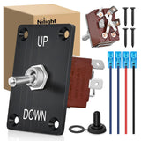Reverse Polarity Toggle Switch Heavy Duty Momentary Waterproof 4 Pin 3 Position (ON)-Off-(ON) DPDT 12V DC 30A with Up-Down Mounting Panel and Weatherproof Cap for Marine Boat Automotive