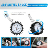 Tire Pressure Gauge 60PSI Heavy Duty Stainless Steel Air Chucks ANSI B40.1 Certified Large 2 Inch Dial Wheel Service Checker for Truck Semi Truck ATV Motorhome Cars & RV Accessories