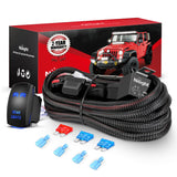 Wiring Harness Kit Nylon 16 AWG 2 Leads Rear Lights 12V 5Pin Rocker Switch Laser On Off Power Relay Blade Fuse for LED Off Road Light Bar on Cars Jeep Boat Trucks