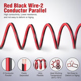 12AWG 50FT Copper Clad Aluminum Wire 12-2 Gauge Red Black CCA Electrical Cable 2 Conductor Parallel 12V 24V DC Flexible Extension Cords Nilight