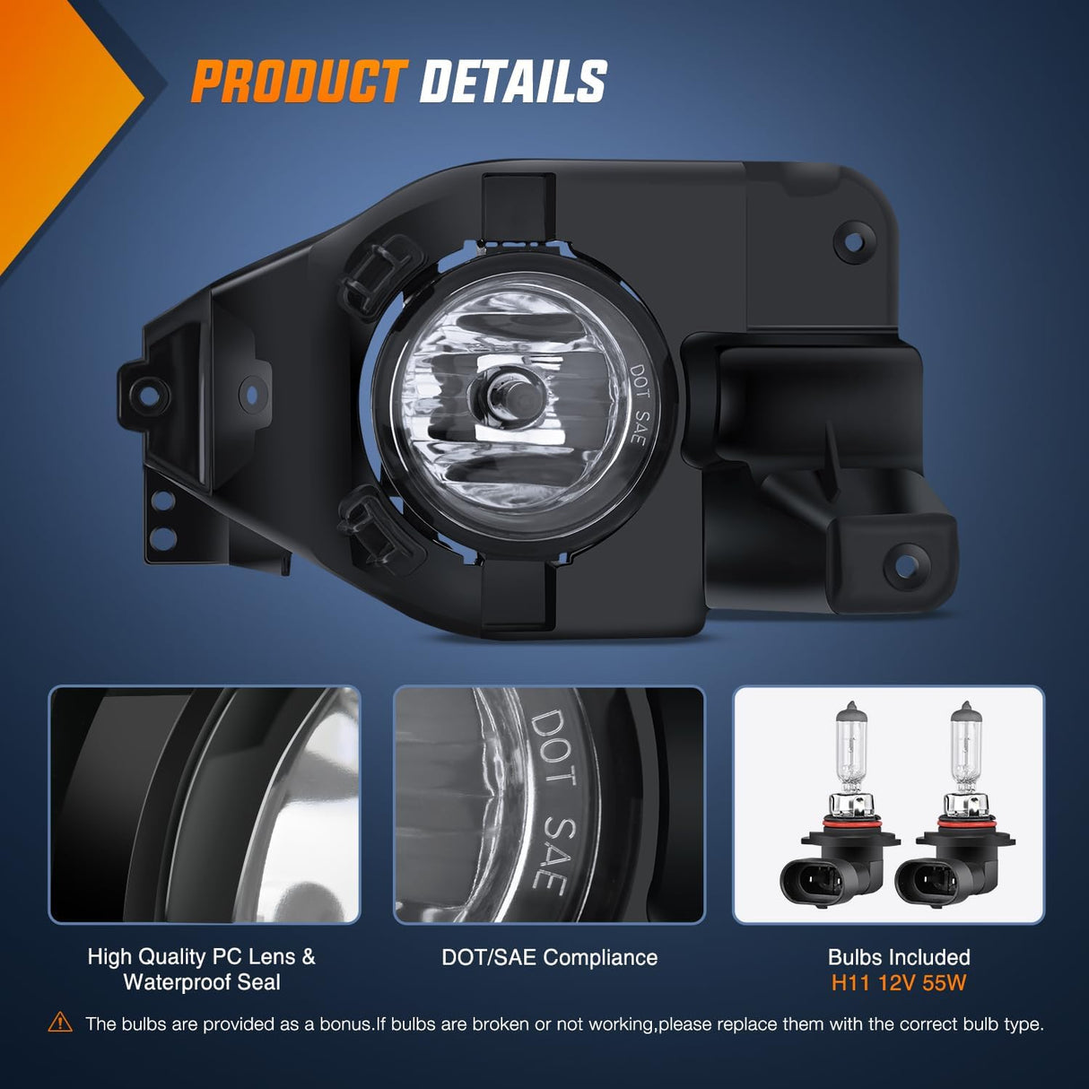 Fog Lights Assembly Compatible with 2013 2014 2015 Ford Explorer w/H11 12V 55W Bulbs Clear Lens Driver and Passenger Side