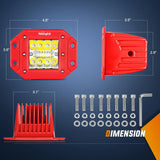 LED Light Bar 4.8Inch 42W Flush Mount Spot Flood Red Case LED Work Lights 16AWG Wiring Harness Kit-2 Leads