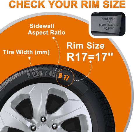 Wheel Cover Hubcaps 17 Inch Compatible for Toyota RAV4 2019 2020 2021 2022 2023 2024 2025 Hub Caps 17 inch Set of 4 Rim Covers Protector Wheel Replacement 42602-0R040 42602-42040, Silver