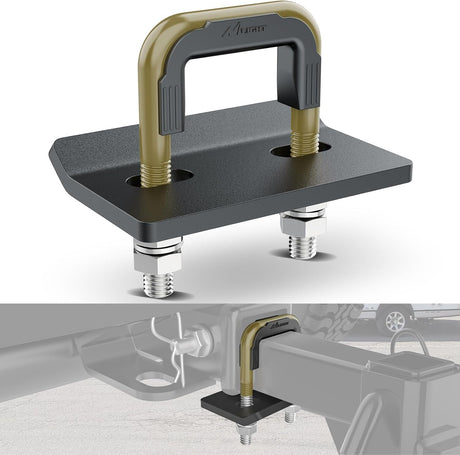 Trailer Hitch Tightener for 2 Inch Trailers Hitches Mount Anti Rattle Heavy Duty Steel with Rubber Cover Bronze U Bolt Matte Black Plate Electrophoresis Anti-Rust Triple Protective