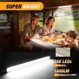 LED Interior Light Bar 6PCS 15.4 Inch Strip Lights White | 168 LEDs with 1600LM Output On Off Switch and 12V to 85V Compatibility for RV Camper Trailer Boat and Van