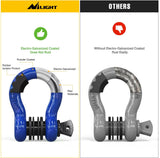 3/4 Inch D Ring Anti-Theft Shackle Tow Hook Jeep Truck SUV ATV UTV | Off Road Recovery Gear 19T 41,887 lbs Break Strength 4.75T WLL Rust-Resistant Anti-Rattle Isolators Heavy Duty Blue 2pack
