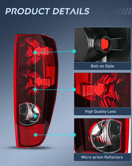 Taillight Assembly Compatible with 2004 2005 2006 2007 2008 2009 2010 2011 2012 Colorado GMC Canyon 2006 Isuzu i280 i350 2007 2008 Isuzu i290 i370 Rear Lamp OE Style Passenger Side Red Lens
