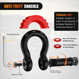 Kinetic Recovery Tow Rope Kit with 3/4 Inch Anti-Theft D-Ring Shackles 1 Inch x 30ft Heavy Duty Offroad Tow Rope Snatch Strap Towing Strap kit 48,000LBS for UTV ATV SUV Truck Car Jeep Tractor