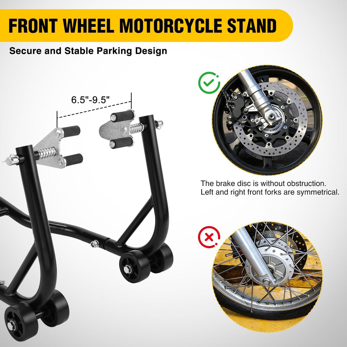 Universal Motorcycle Stand Lift 850lbs Front Rear Combo Stand Lift Stand Front Wheel Fork Stand Rear U+L Fork Swingarm Spool Stand for Most Yamaha Honda Kawasaki Suzuki Motorcycles
