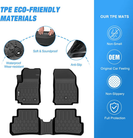 TPE Floor Mats for Chevy Spark 2016 2017 2018 2019 2020 2021 2022 2023, All Weather Custom Fit Heavy Duty Floor Liners