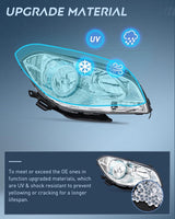 Headlight Assembly Compatible with 2008 2009 2010 2011 2012 Chevy Malibu 4 Door Halogen Factory Headlamp Chrome Housing Clear Reflector Headlamp Passenger and Driver Side