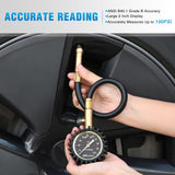 Tire Pressure Gauge 100PSI Heavy Duty Large 2 Inch Glow Dial ANSI B40.1 Certified Air Chucks Accurate Reading with Extended Hose for Truck Semi Truck ATV Motorhome Cars & RV Accessories