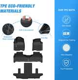 TPE Floor Mats for Chevy Chevrolet Suburban GMC Yukon XL 7 Seats Bucket Seats 2021 2022 2023 2024 2025 2026 All Weather Custom Fit Heavy Duty Floor Liners