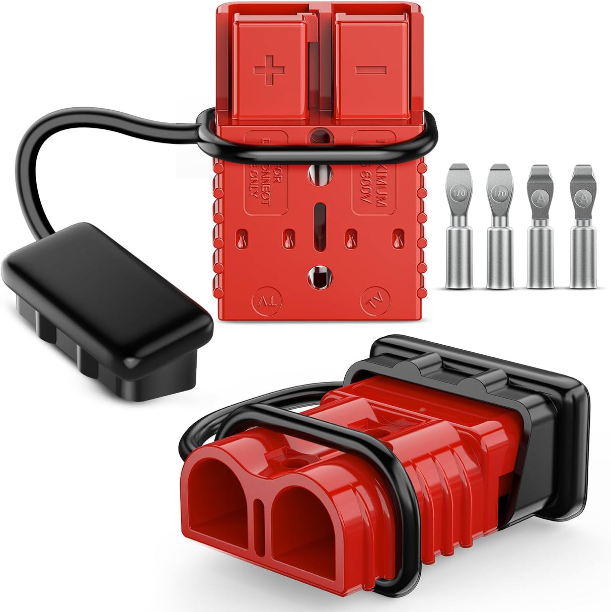 Anderson Connector 175AMP 1/0AWG Anderson Plug 12V-36V Battery Quick Connect/Disconnect Wire Harness Plugs Connectors Kit for 1/0 Gauge Cables Car ATV Trailer Towing Winch Motor, 2 Pack Red