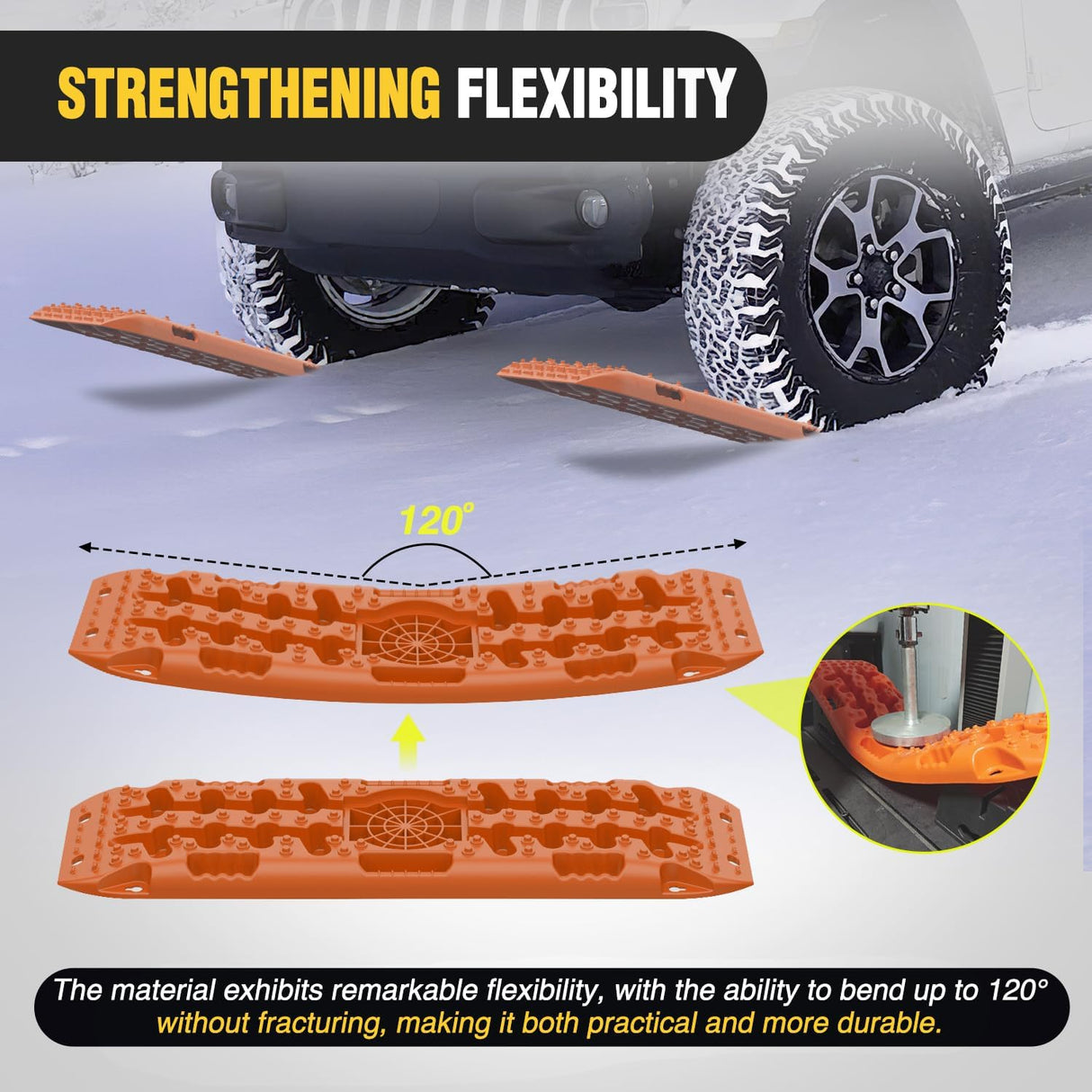 Off Road Traction Boards 4x4 Truck Jeep Recovery Tracks Mats Gear | Heavy Duty Tire Recovery Boards Mounting Kit With Round and Square Jack Lift Base for Truck Jeep SUV Mud Sand Dunes Snow